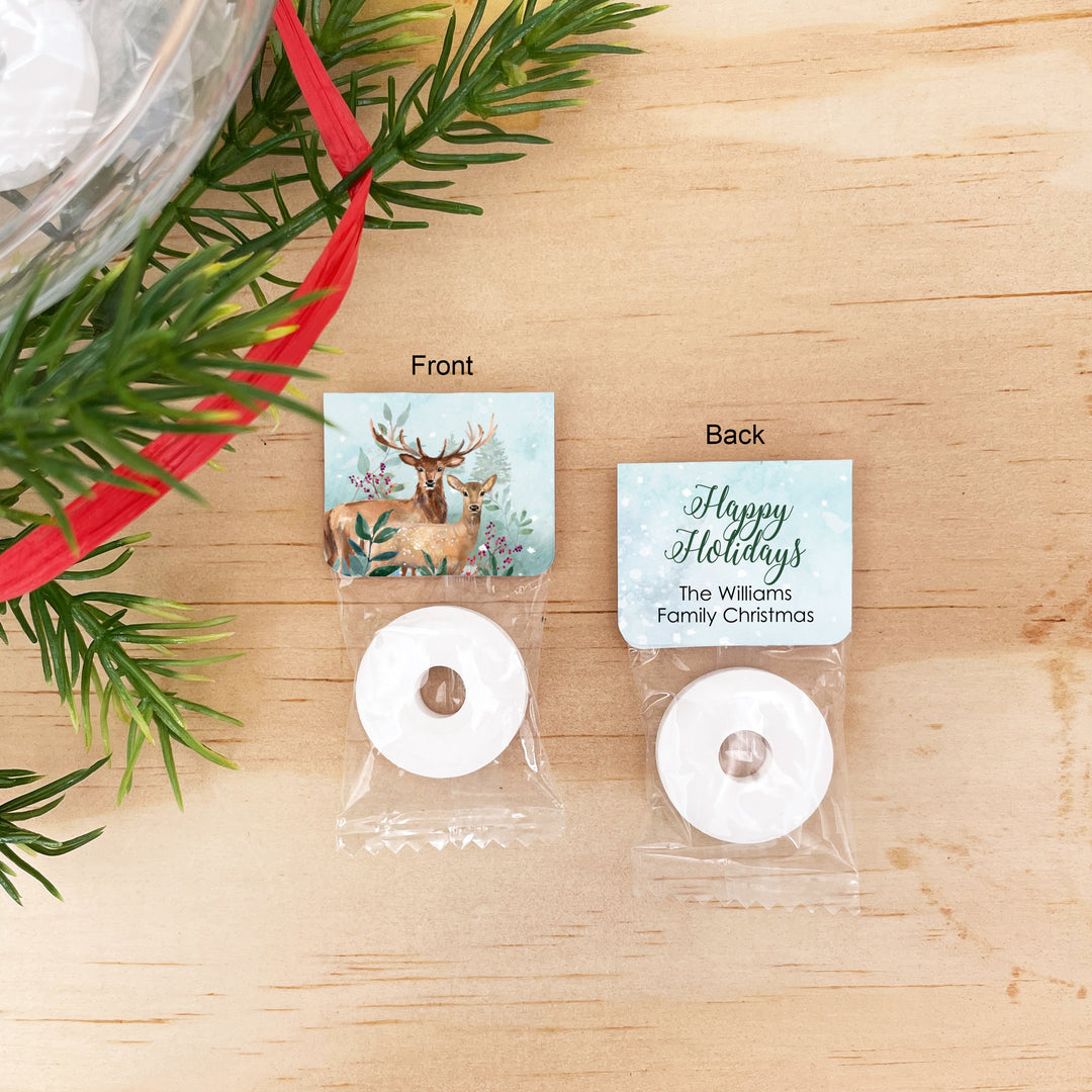 Personalized Life Saver Christmas Mints, Deer Christmas Favors