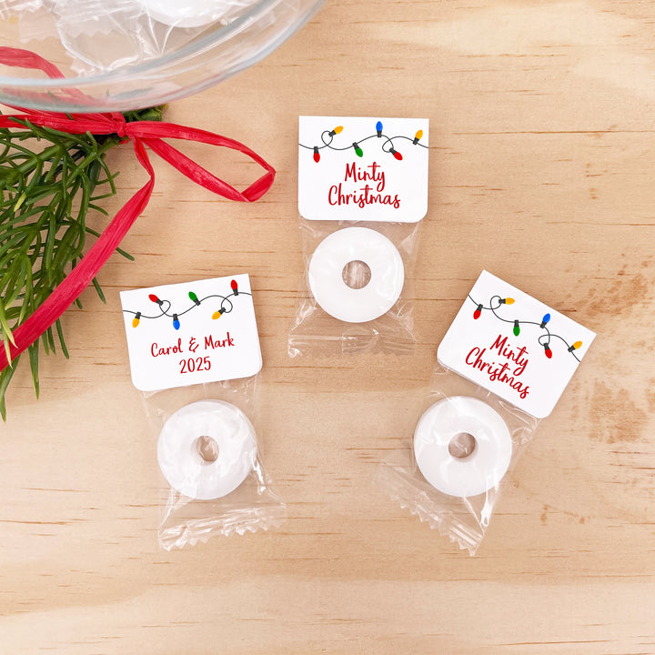 Minty Christmas Mints with Christmas Lights, Personalized Christmas Mints
