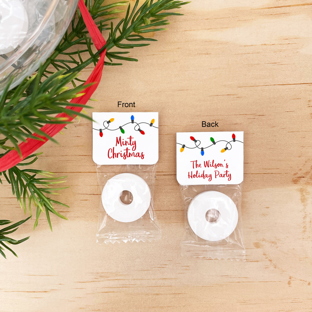 Minty Christmas Mints with Christmas Lights, Personalized Christmas Mints