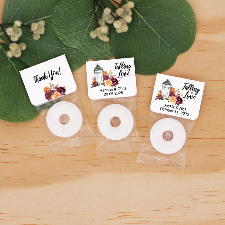Falling in Love Wedding Favor Mints, Life Saver Mint, Lantern and Floral