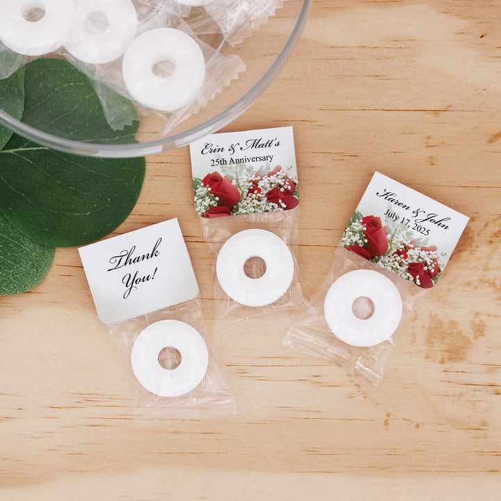 Mint to Be Wedding Favor Mints, Life Saver Mint, Red Roses