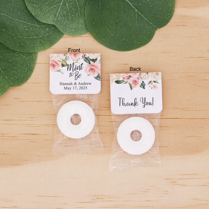 Mint to Be Wedding Favor Mints, Life Saver Mint, Pink and White Floral
