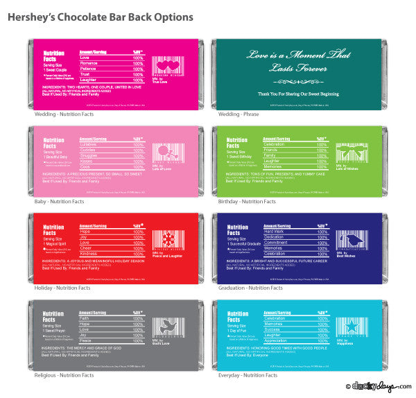 Personalized Wedding Hershey Bars - Silhouette Collection
