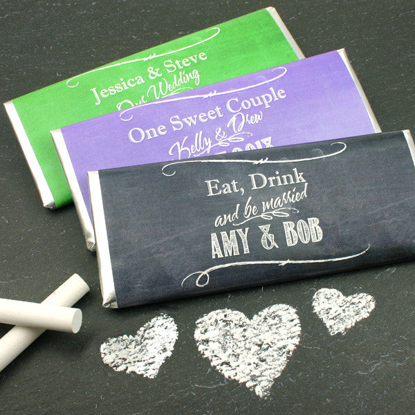 Personalized Chalkboard Wedding Hershey Bars - Silhouette Collection