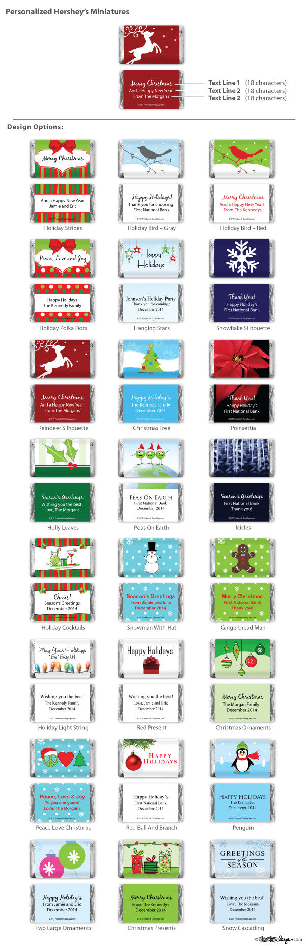 Personalized Christmas Hershey Miniatures
