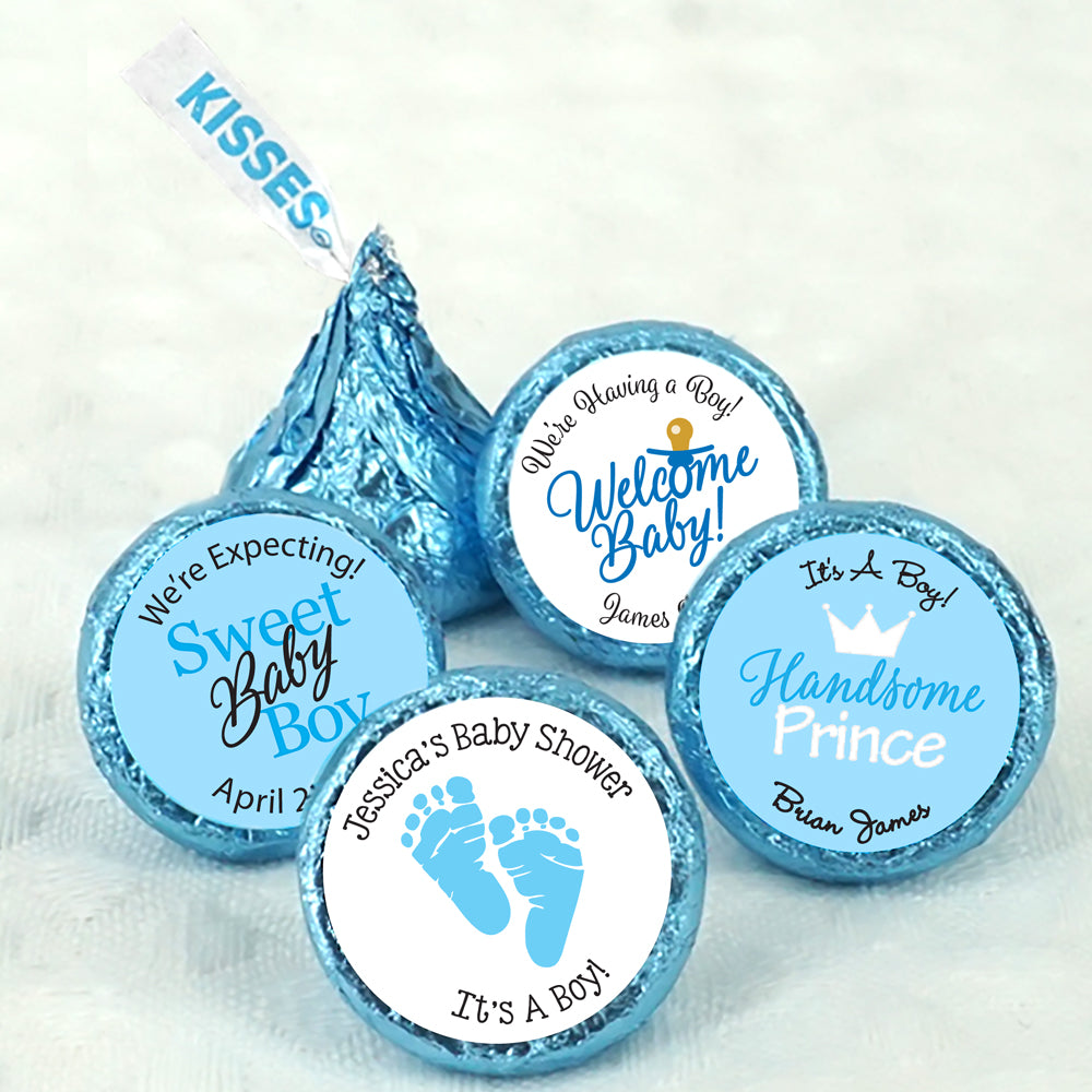 Baby Boy Birth Announcement Kisses, Personalized Blue Hershey Kisses