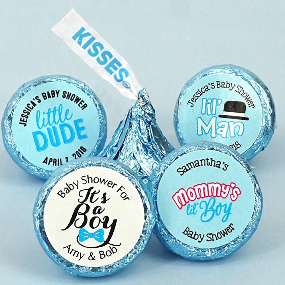 Baby Boy Birth Announcement Kisses, Personalized Blue Hershey Kisses