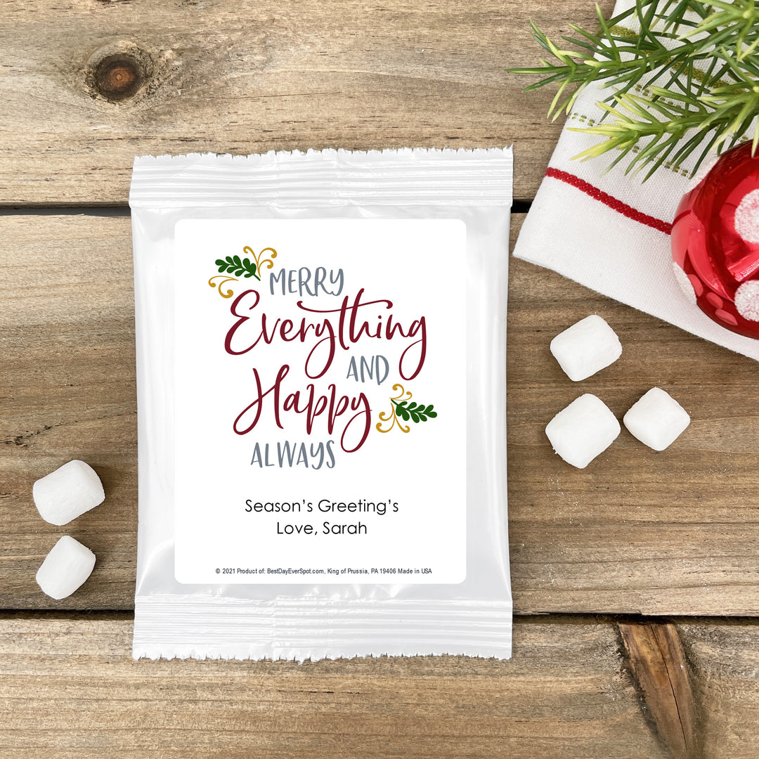 Merry Everything & Happy Always Christmas Hot Chocolate, Personalized Cocoa Favors
