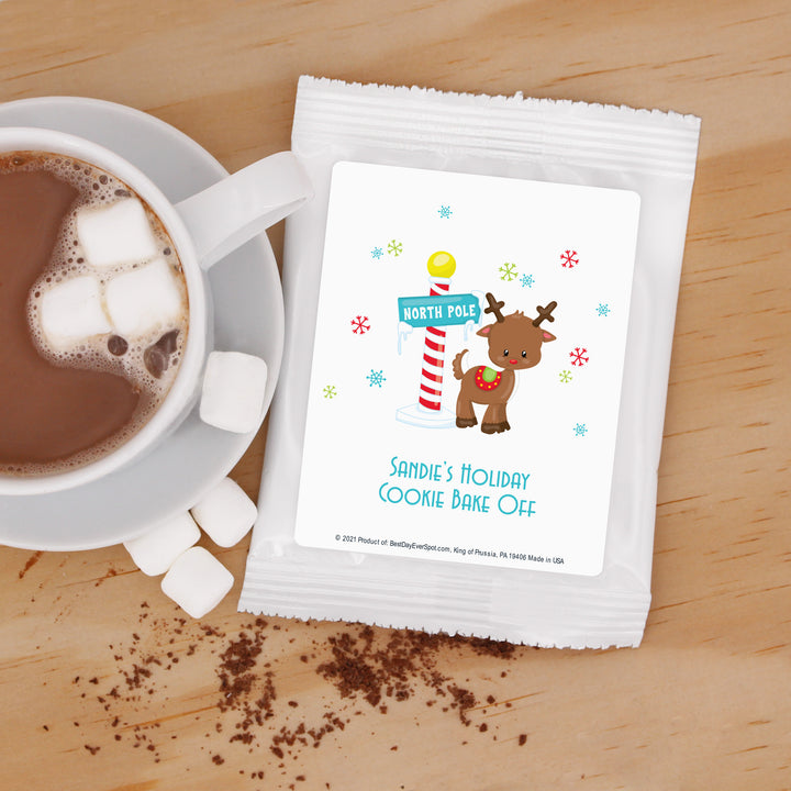 Christmas Reindeer Hot Chocolate Favors & Gifts, Personalized Cocoa Favors