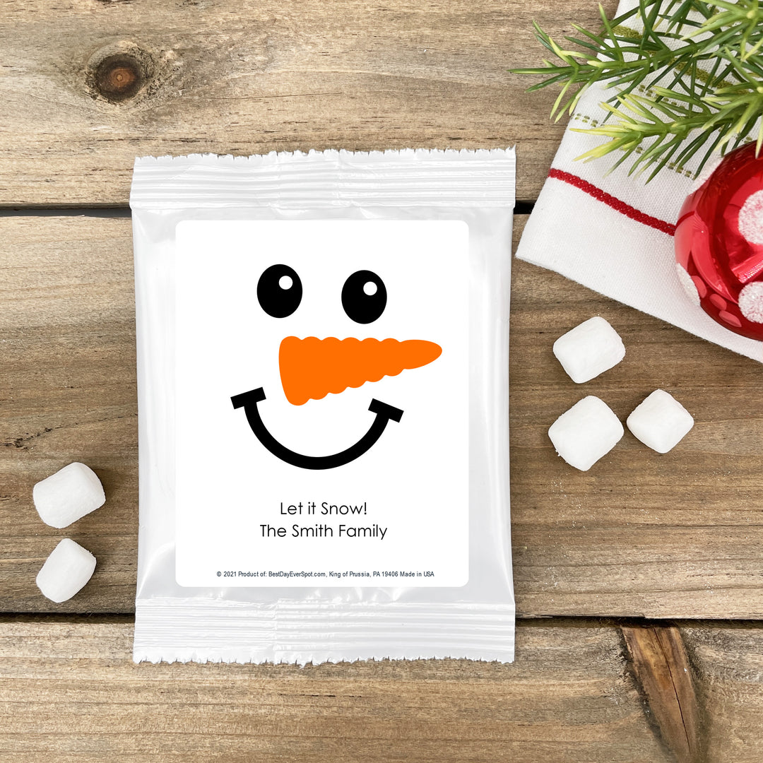 Winter Hot Chocolate, Holiday Hot Chocolate Favors, Snowman