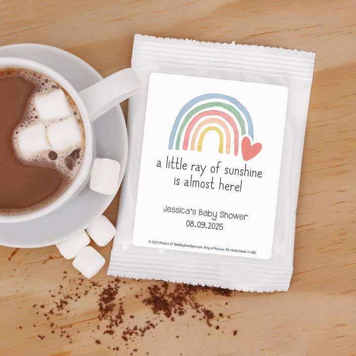 Personalized Hot Chocolate Baby Shower Favors, Rainbow Themed Baby Shower Cocoa Favor