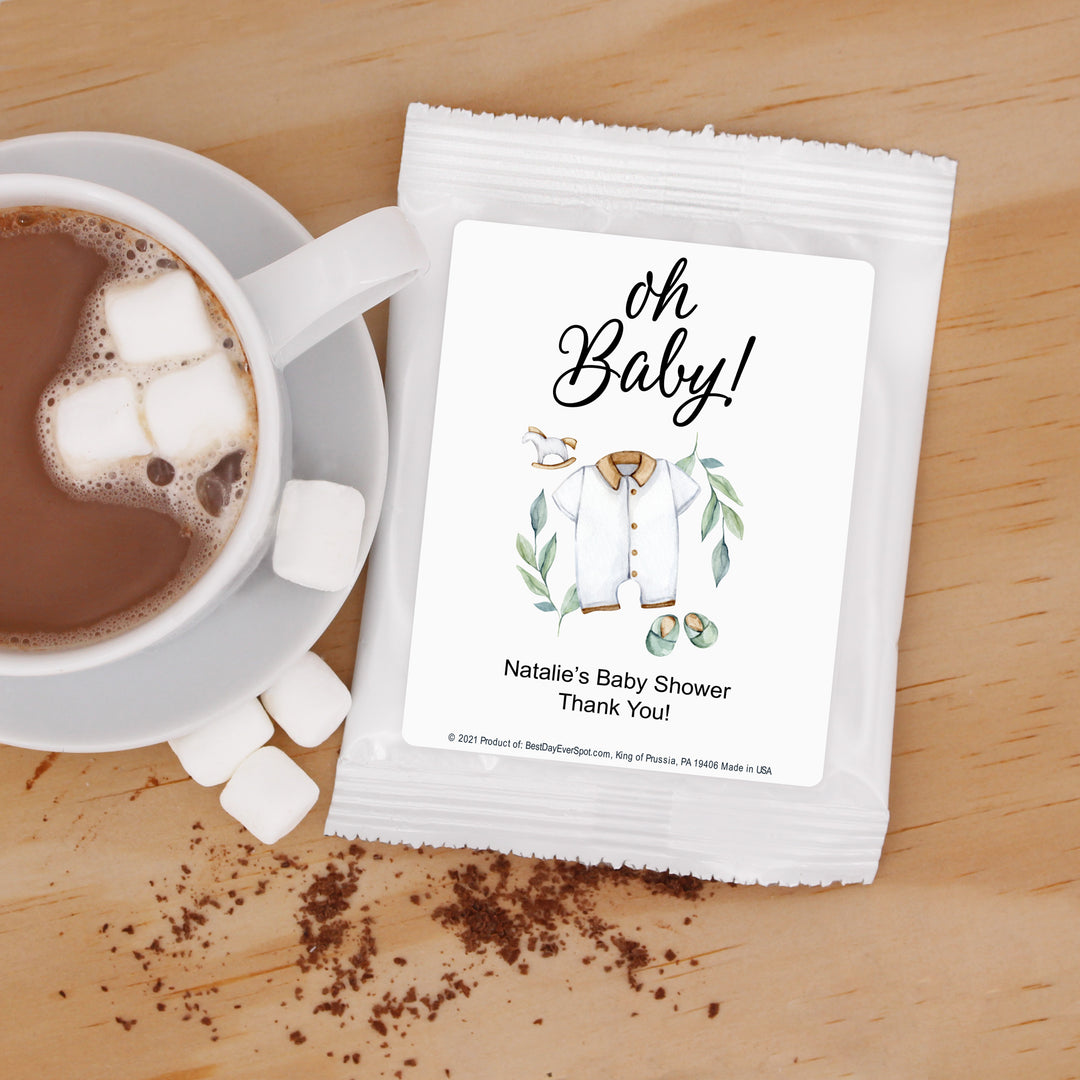 Oh Baby Vintage Themed Baby Shower, Personalized Hot Chocolate Favors