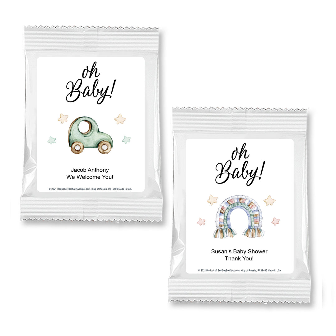 Oh Baby Vintage Themed Baby Shower, Personalized Hot Chocolate Favors