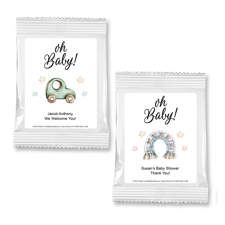Oh Baby Vintage Themed Baby Shower, Personalized Hot Chocolate Favors