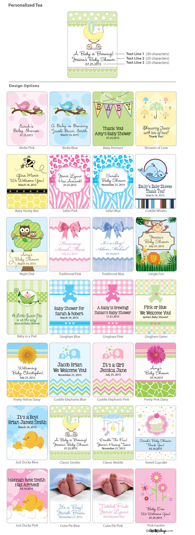 Baby Shower Personalized Tea Bags