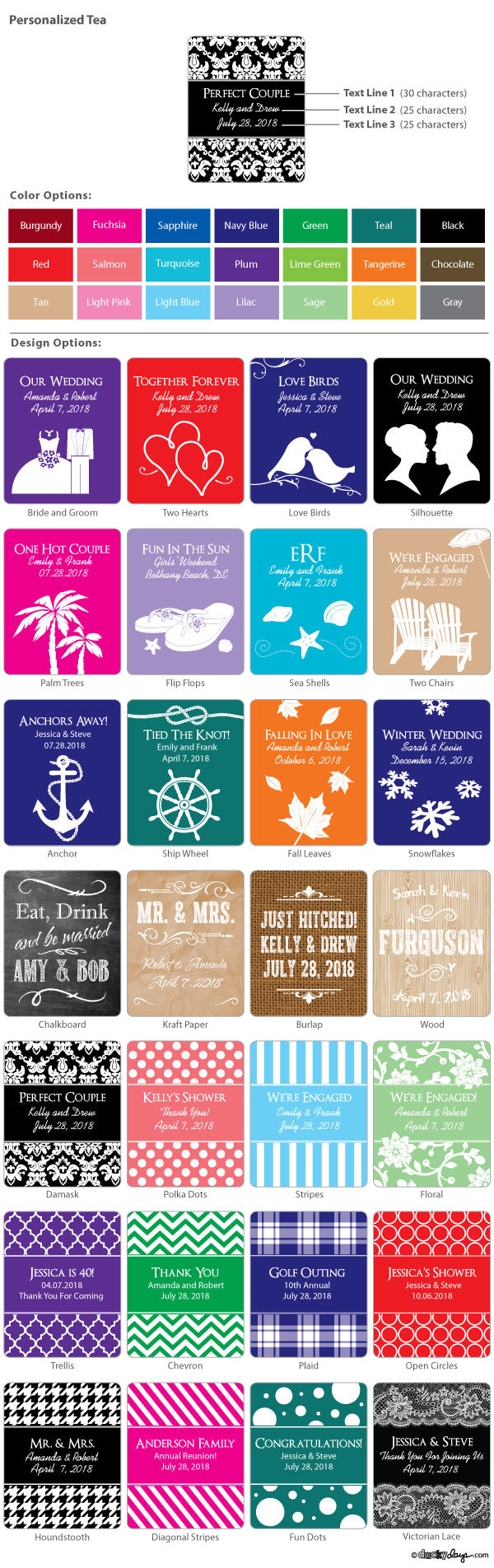 Personalized Tea Bags - Silhouette Collection