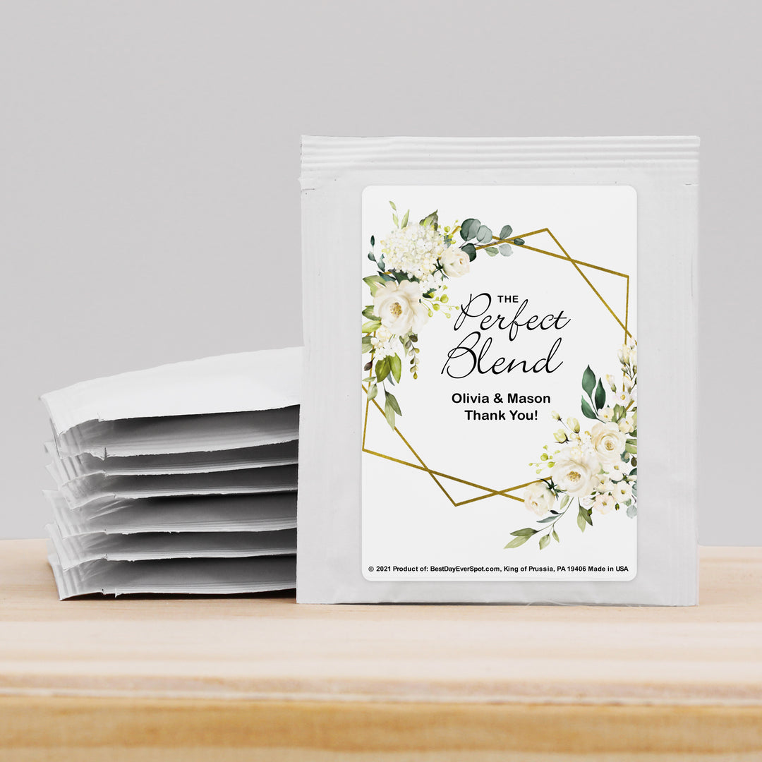 Bridal Shower Personalized Tea Bags, Geometric Floral