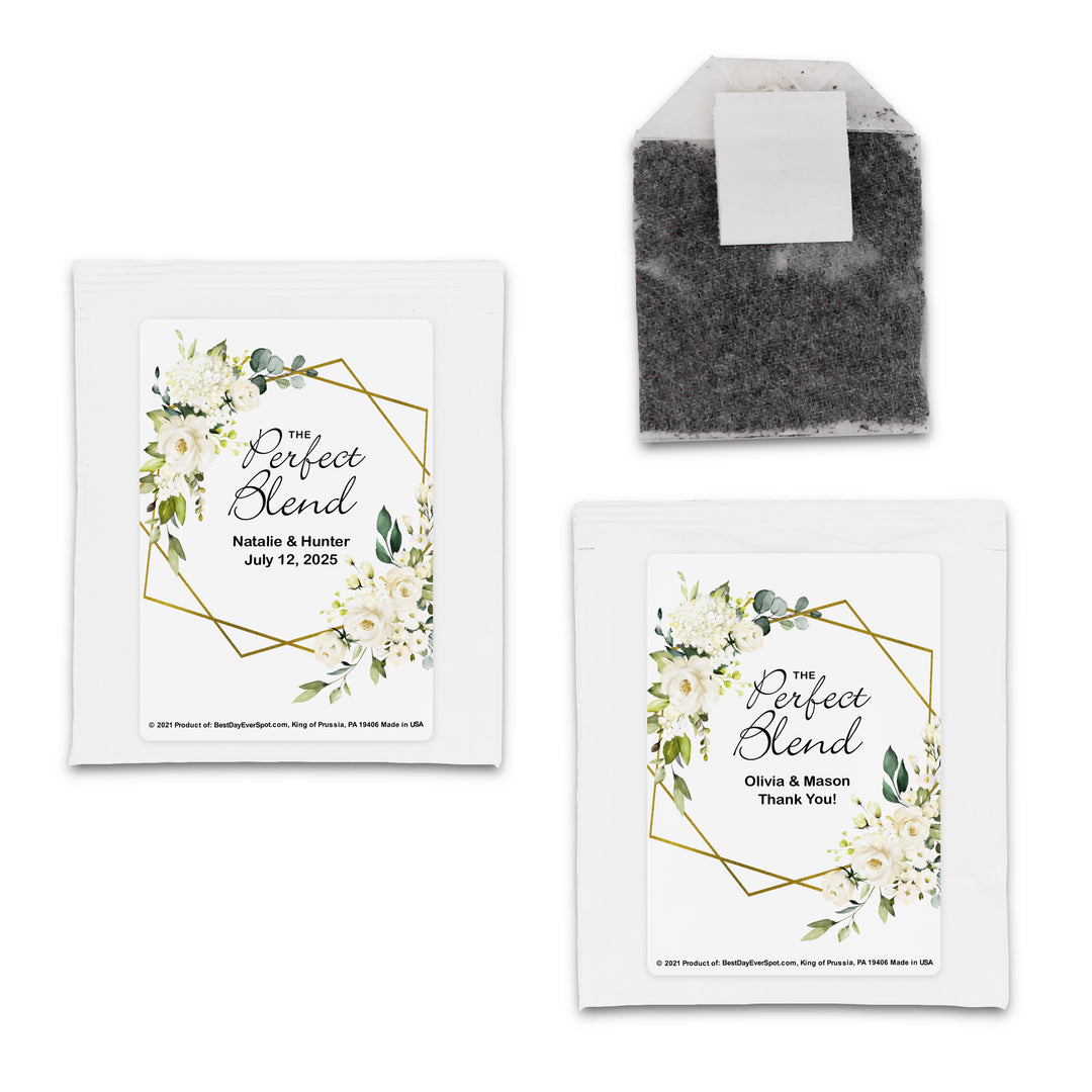 Bridal Shower Personalized Tea Bags, Geometric Floral