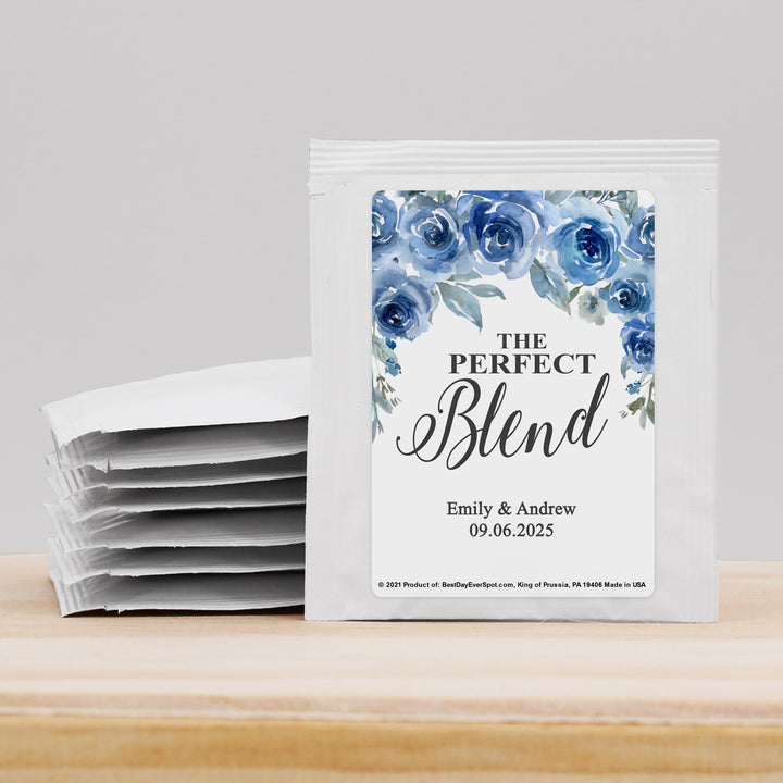 Bridal Shower Personalized Tea Bags, Blue Roses