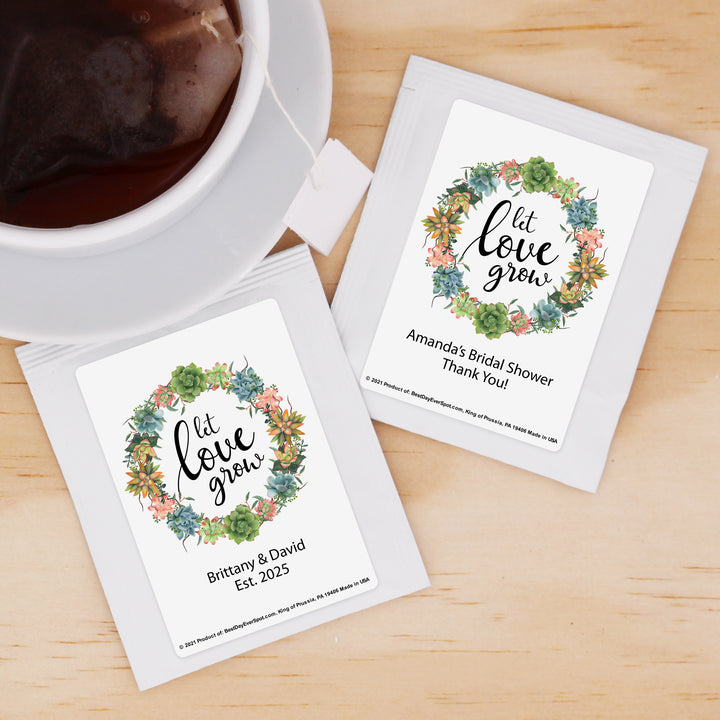 Personalized Bridal Shower Tea Bags, Let Love Grow