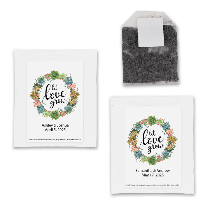 Personalized Bridal Shower Tea Bags, Let Love Grow