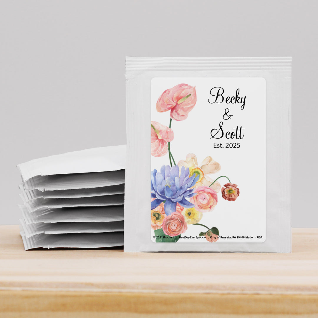 Bridal Shower Tea Bags, Personalized Floral, Wedding Favors