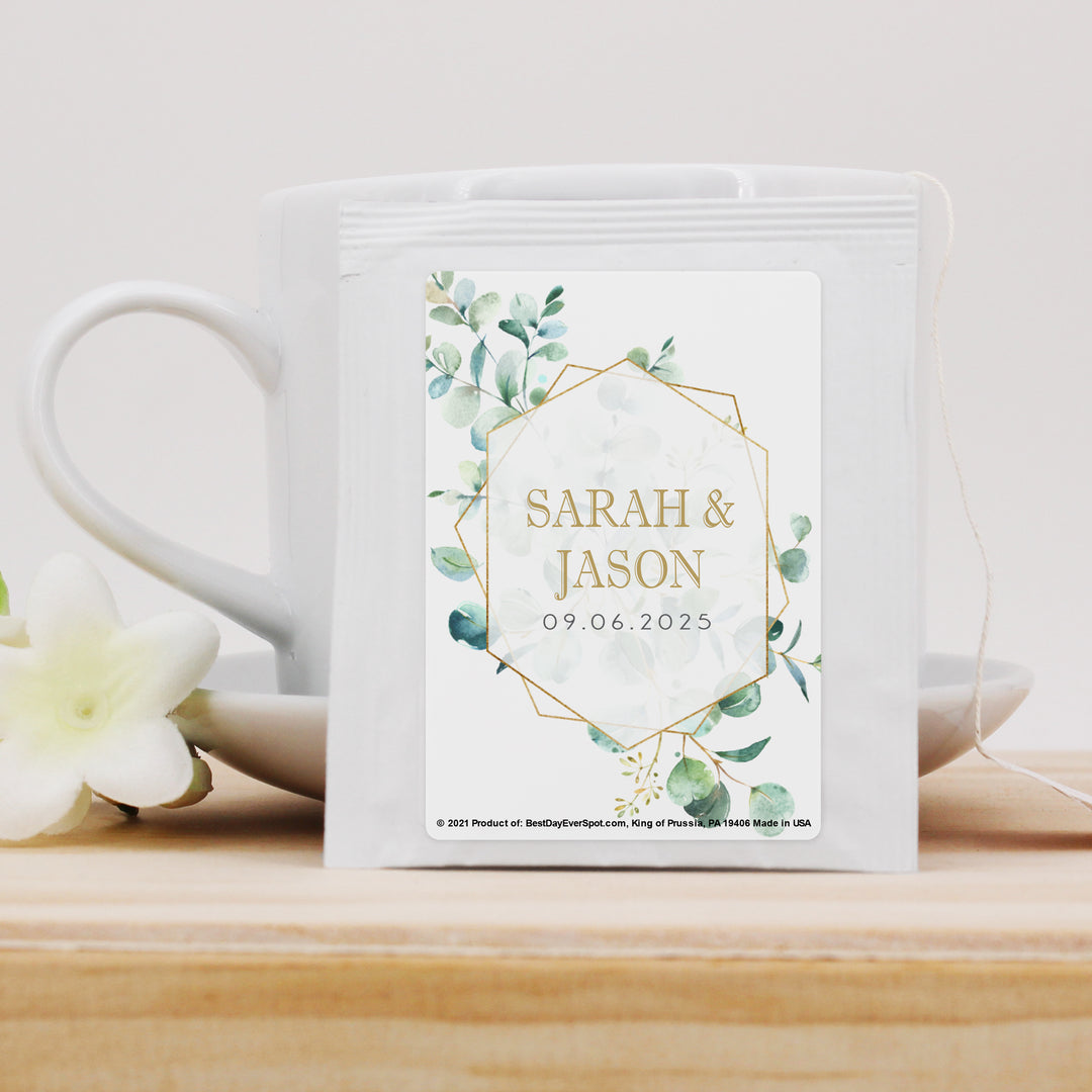 Bridal Shower Personalized Tea Bags, Eucalyptus