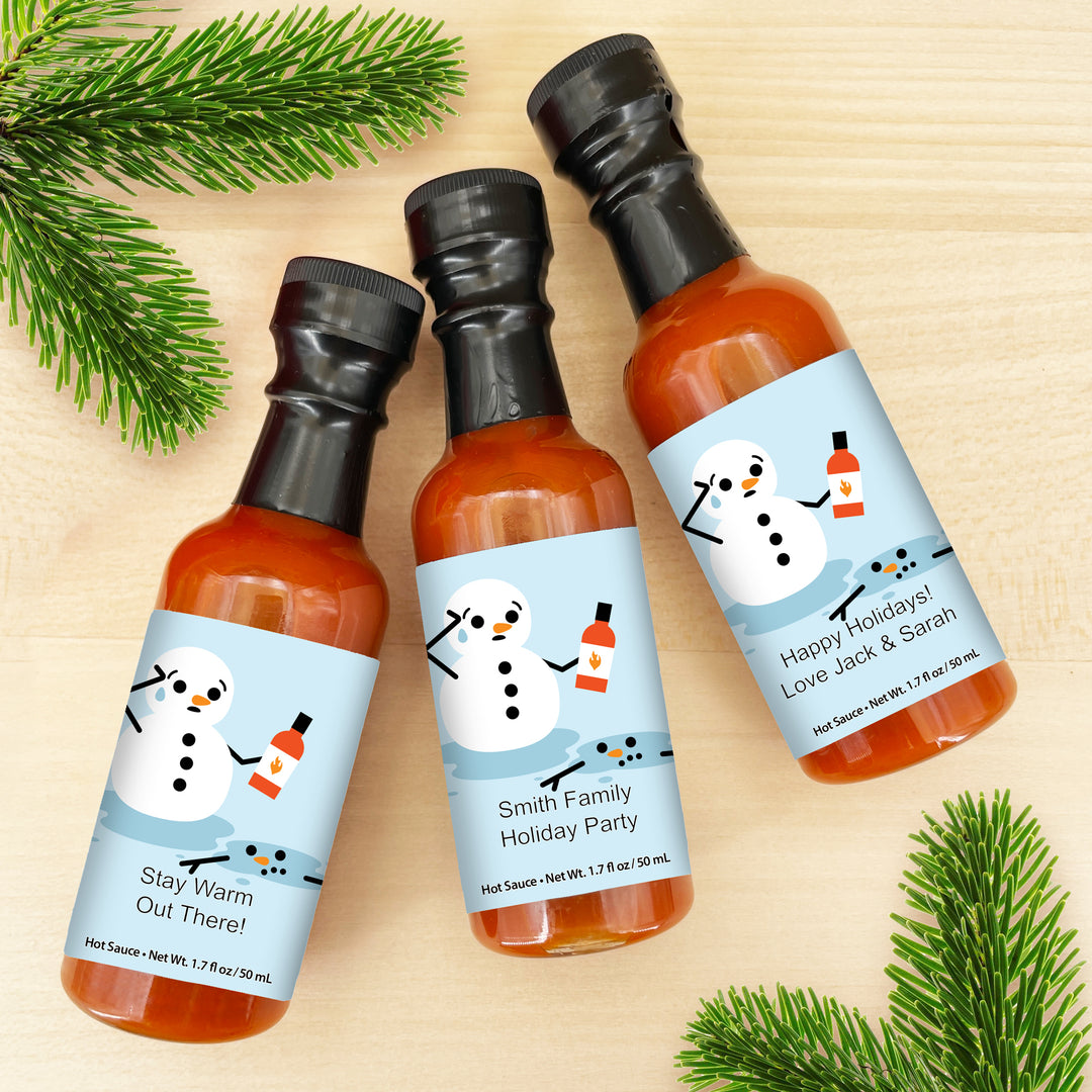 Cute Snowman Favors, Hot Sauce Christmas Gift, Mini Hot Sauce Gift, 1.7 oz.