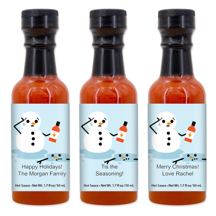 Cute Snowman Favors, Hot Sauce Christmas Gift, Mini Hot Sauce Gift, 1.7 oz.