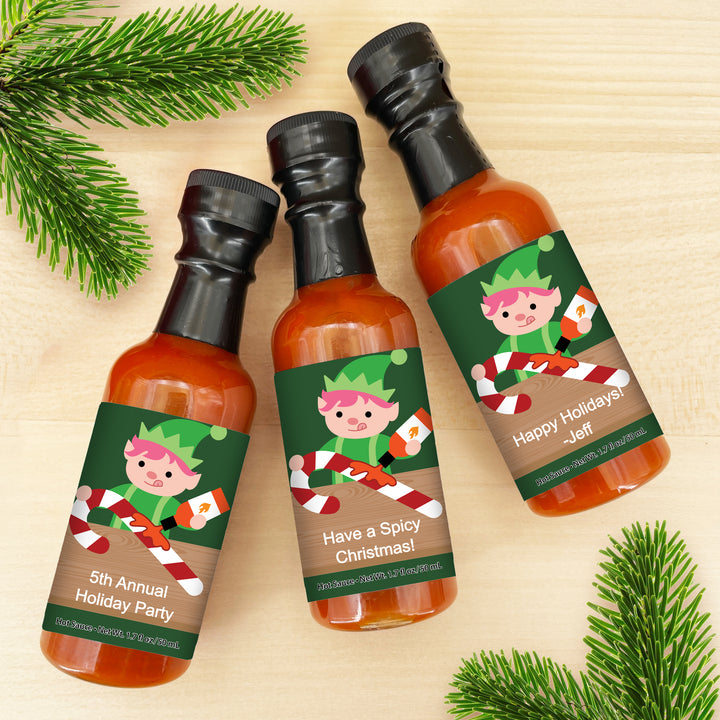 Elf Size Hot Sauce, Mini Hot Sauce Christmas Favors, 1.7 oz