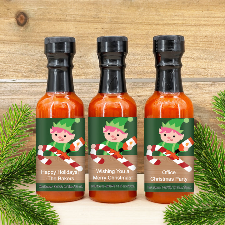 Elf Size Hot Sauce, Mini Hot Sauce Christmas Favors, 1.7 oz