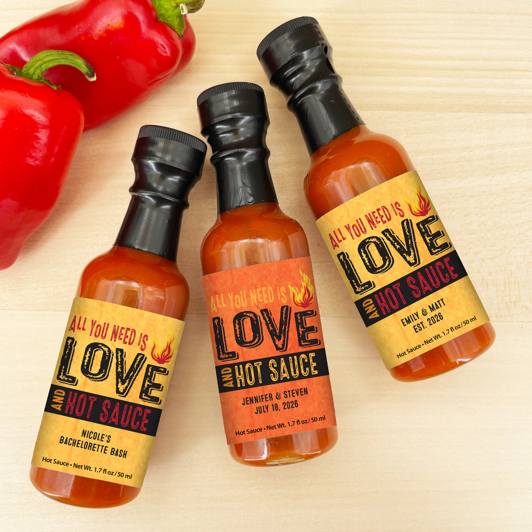 All You Need Hot Sauce Gifts, Mini Hot Sauce Bottles, Hot Sauce Wedding Favors - 1.7oz