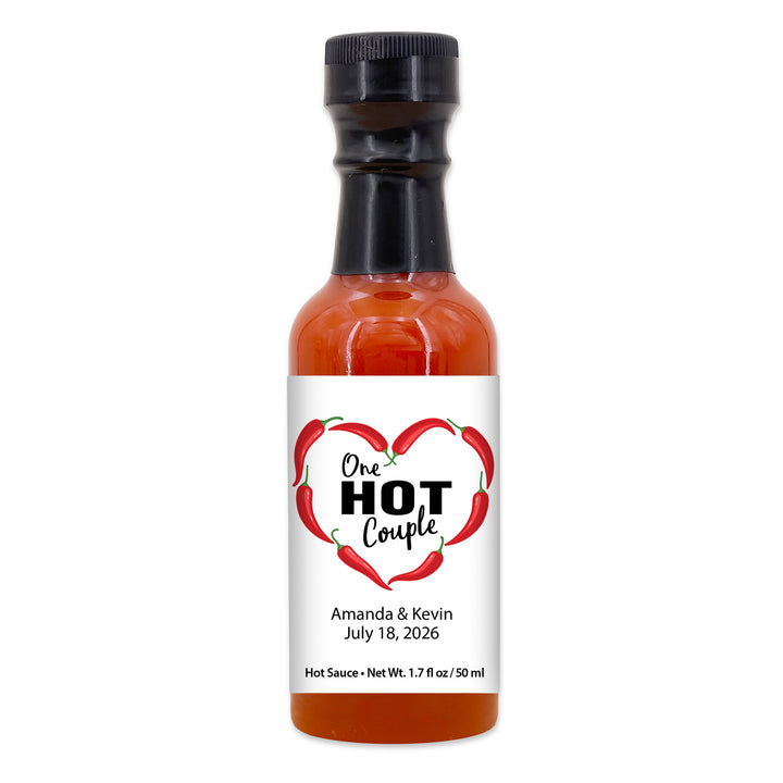 Pepper Heart Hot Sauce Gifts, Mini Hot Sauce Bottles, Hot Sauce Wedding Favors - 1.7oz