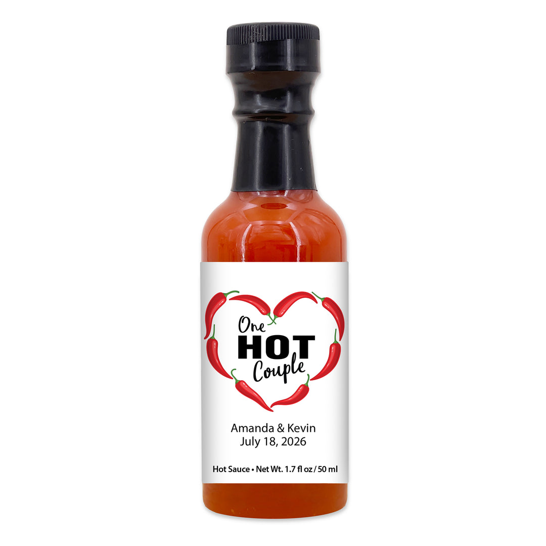 Pepper Heart Hot Sauce Gifts, Mini Hot Sauce Bottles, Hot Sauce Wedding Favors - 1.7oz