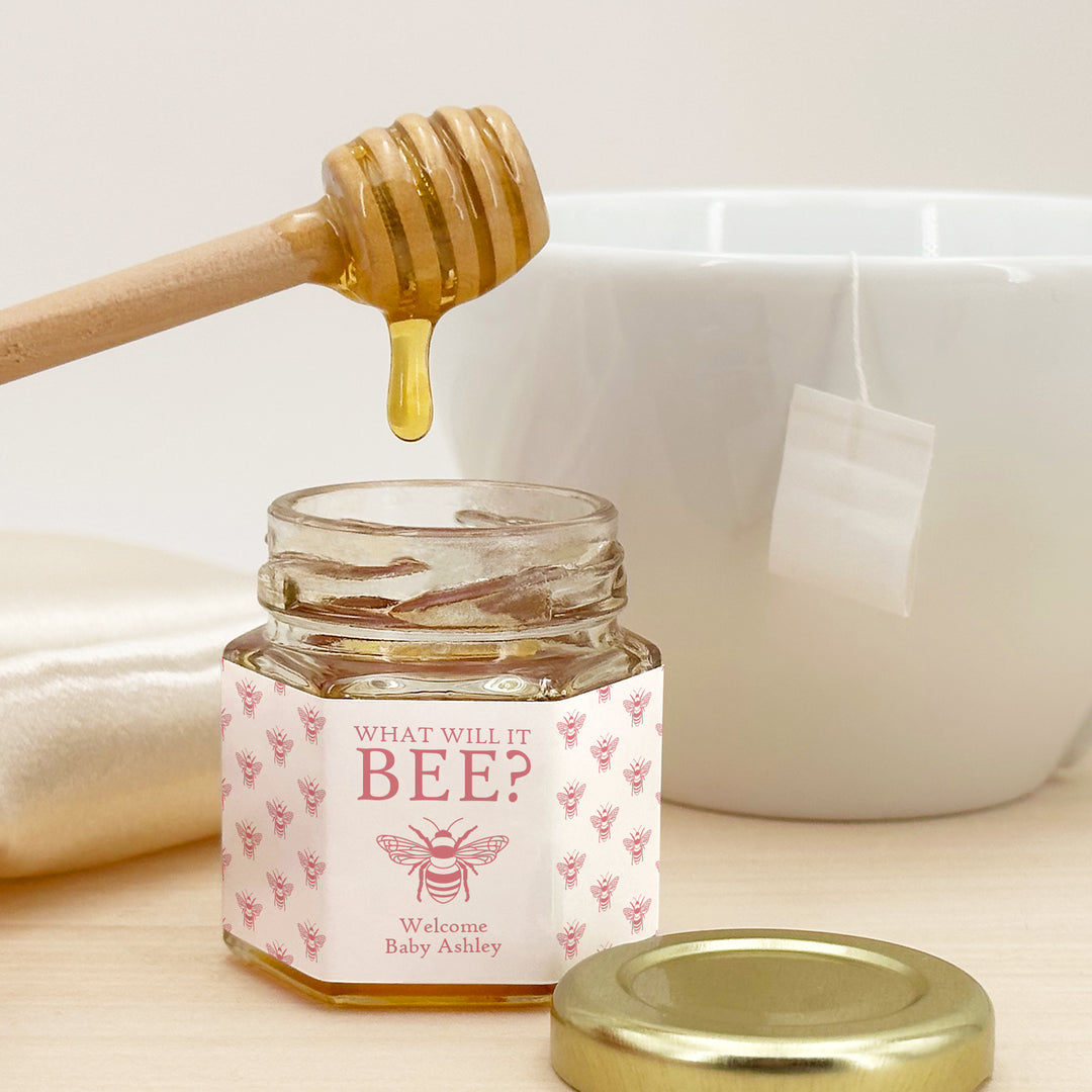 Baby Shower Favors, Mini Honey Jar Favors, Bee Pattern