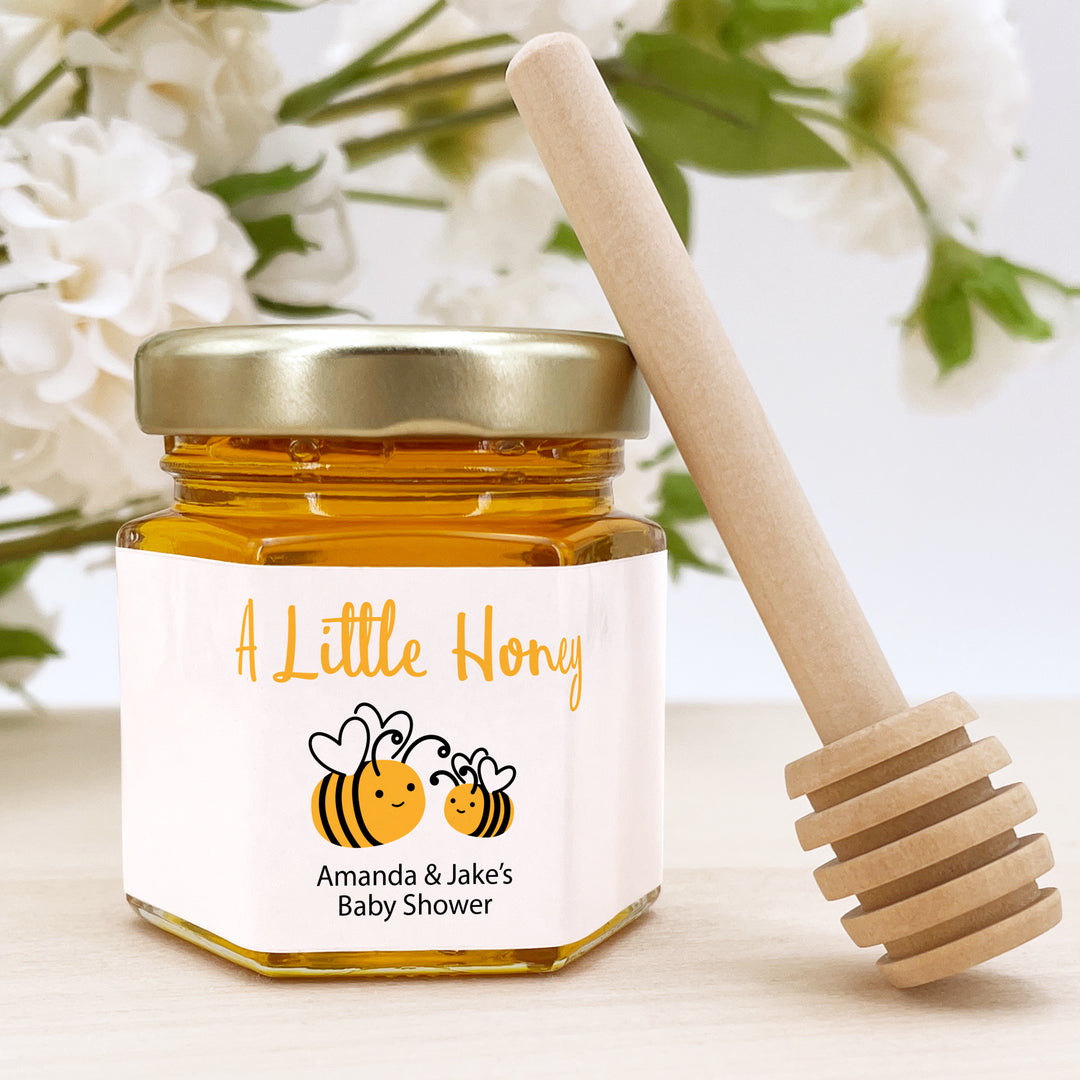 Baby Shower Favors, Mini Honey Jar Favors, Mommy and Baby Bee