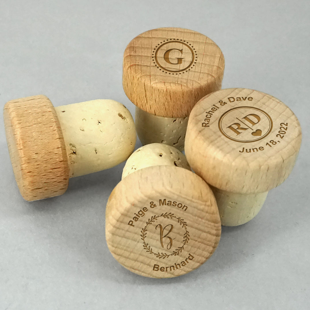 Wooden Wine Bottle Stopper for Wedding Favors - Set of 12
