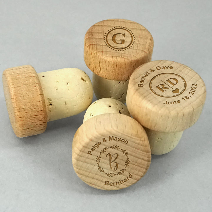Wooden Wine Bottle Stopper for Wedding Favors - Set of 12
