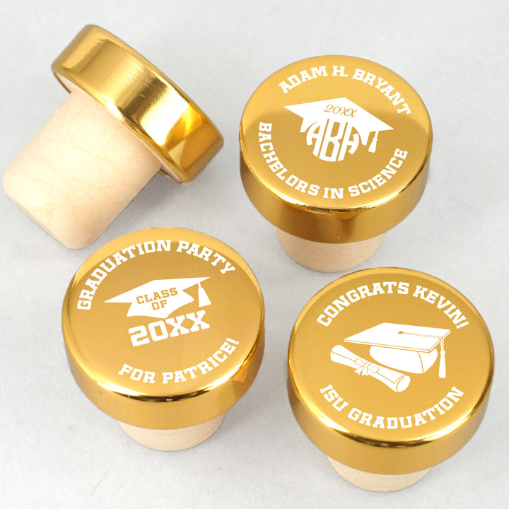 Graduation Gold Aluminum Top Bottle Stopper