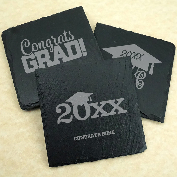 Graduation Square Slate Coasters