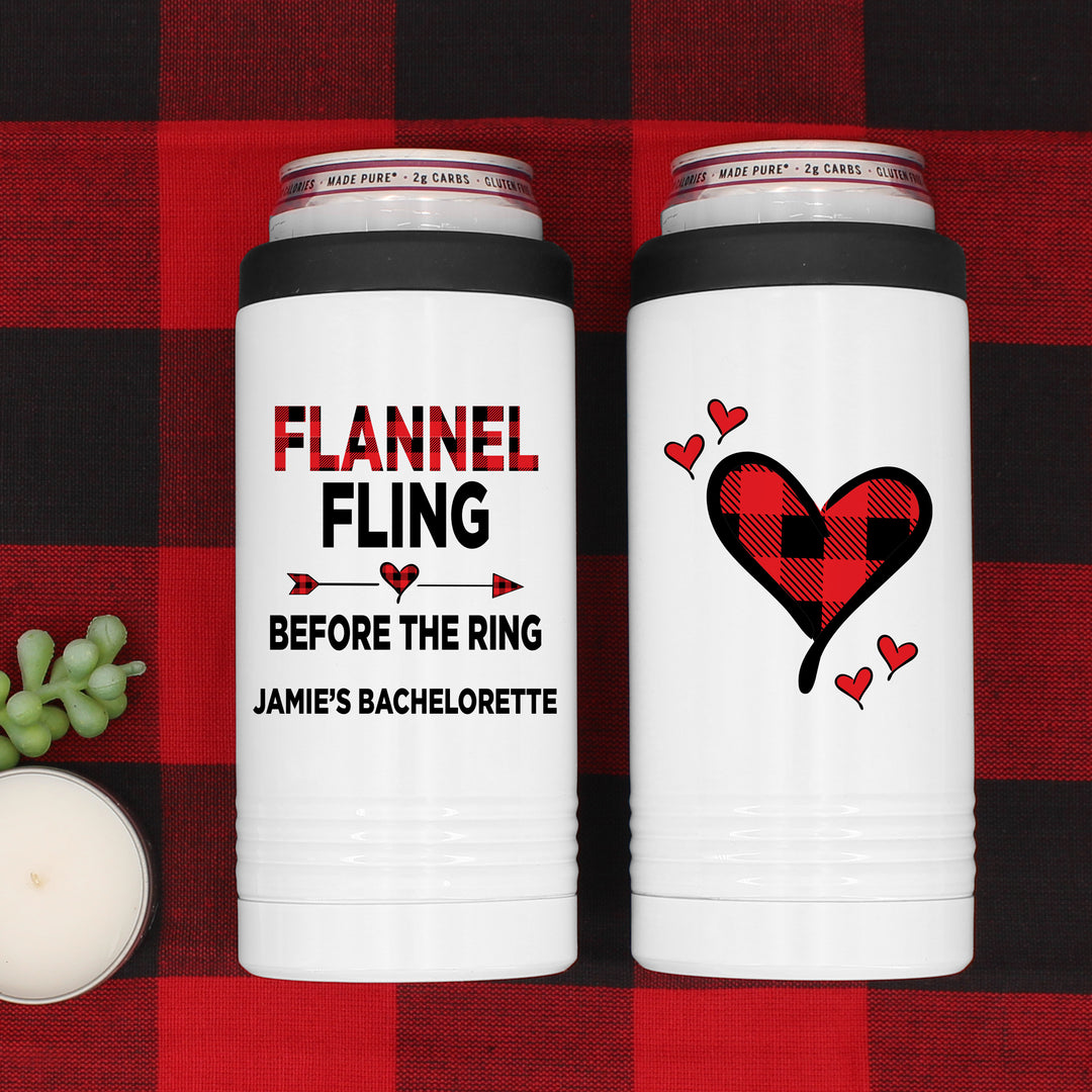 Flannel Fling Before the Ring Slim Can Cooler, Personalized Bridesmaid Gift
