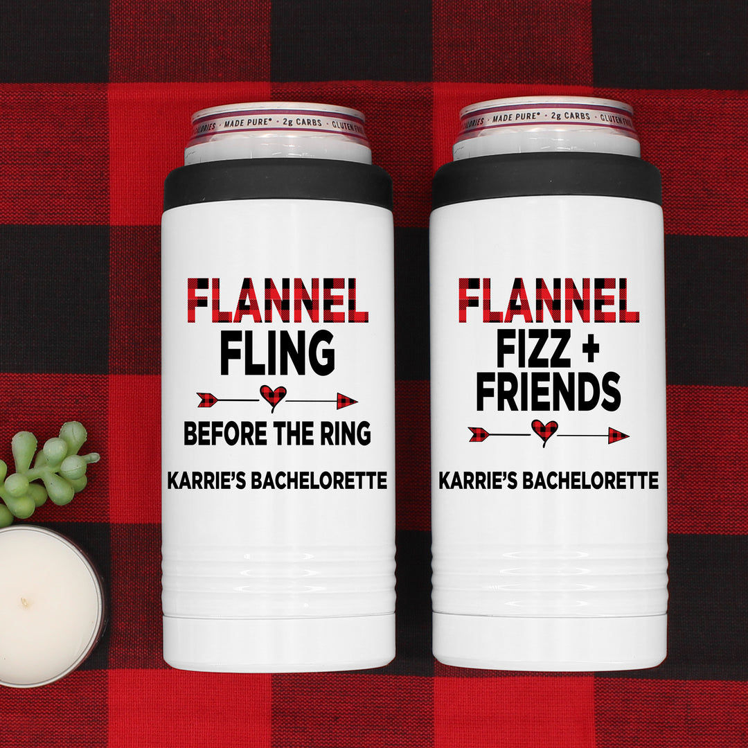 Flannel Fling Before the Ring Slim Can Cooler, Personalized Bridesmaid Gift