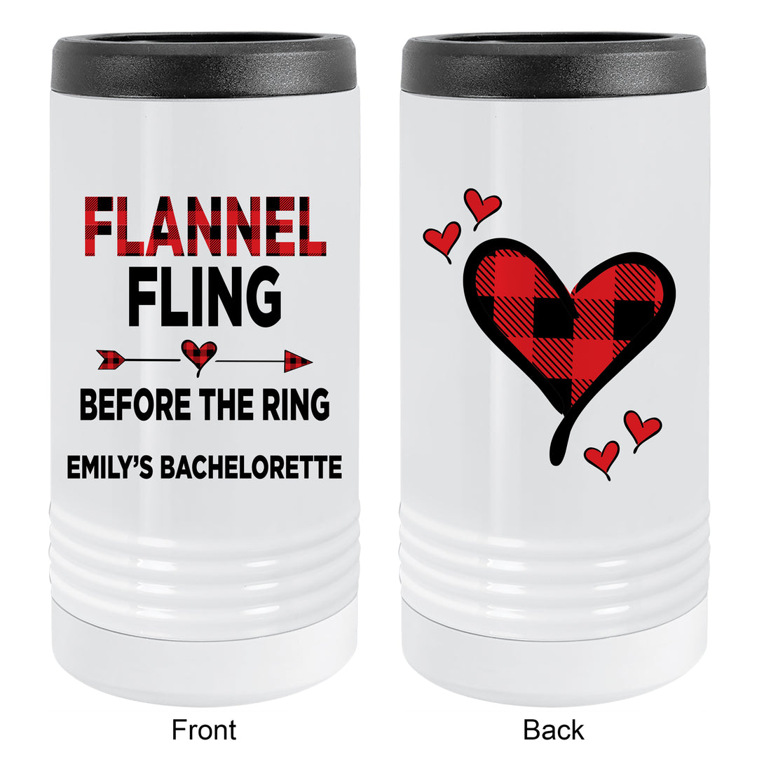 Flannel Fling Before the Ring Slim Can Cooler, Personalized Bridesmaid Gift