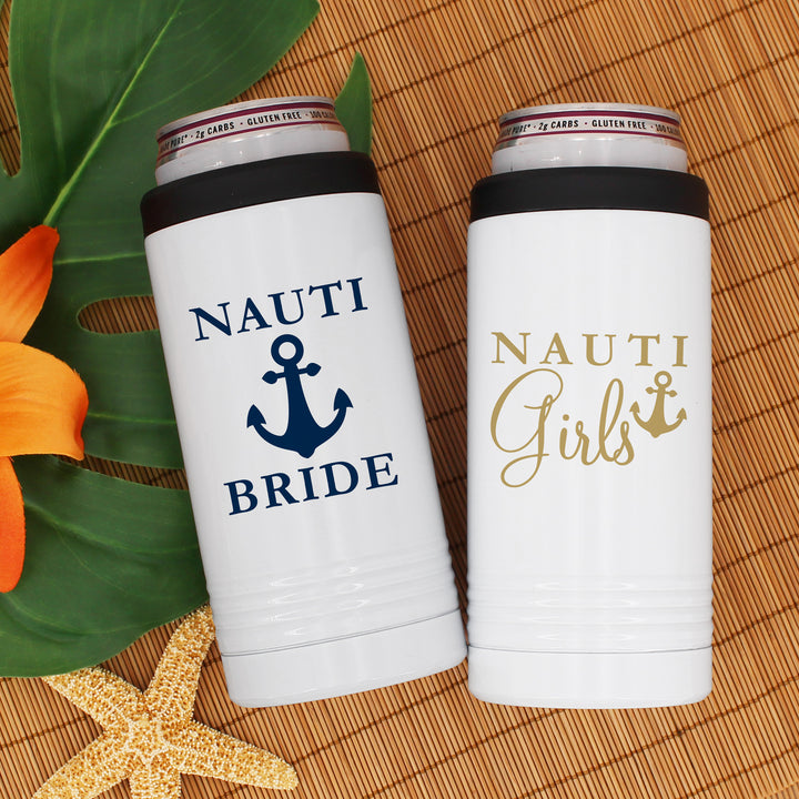 Nauti Bride Slim Can Cooler, Personalized Bride Gift, Bridesmaid Gift