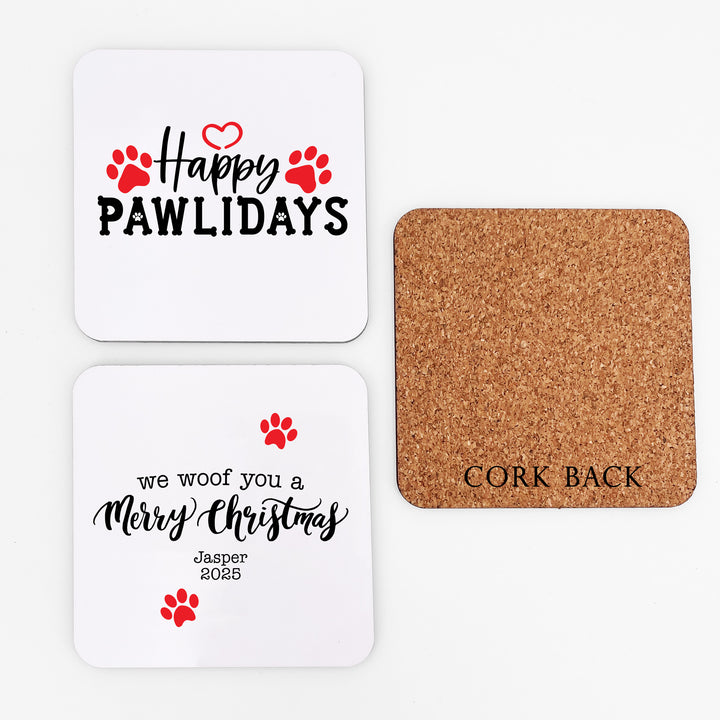 Personalize Dog Christmas Coasters, Puppy Coasters