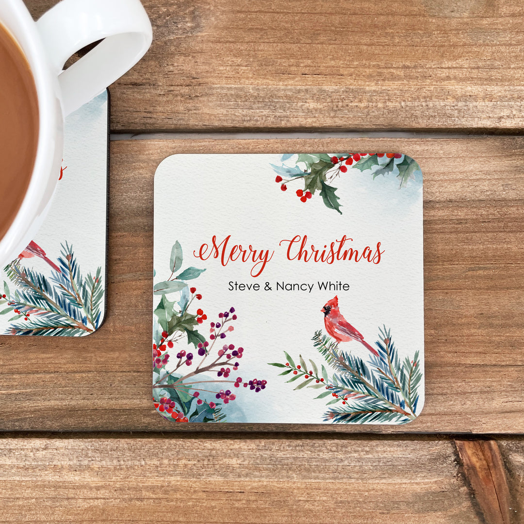 Traditional Holiday Coasters, Christmas Cardinal, Coaster