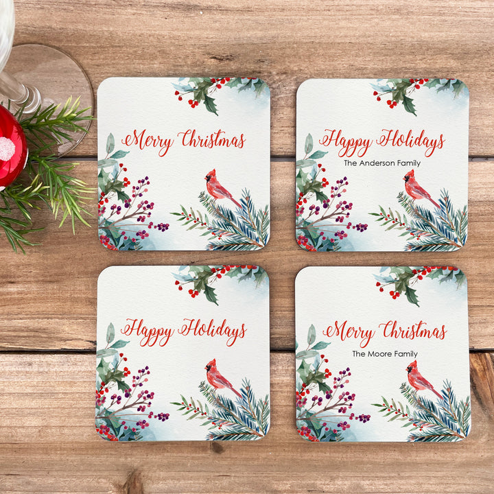 Traditional Holiday Coasters, Christmas Cardinal, Coaster