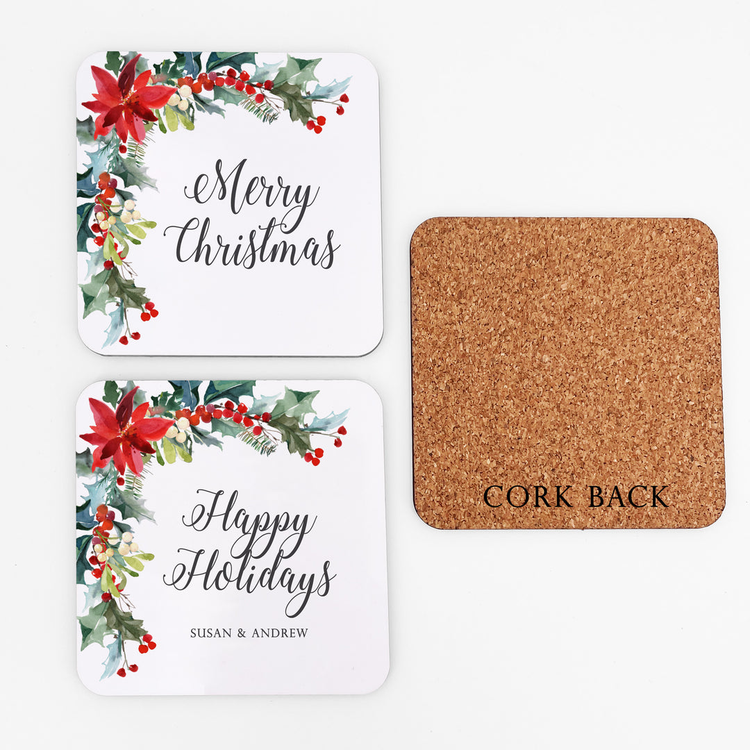 Traditional Christmas Coasters, Poinsettia Coaster