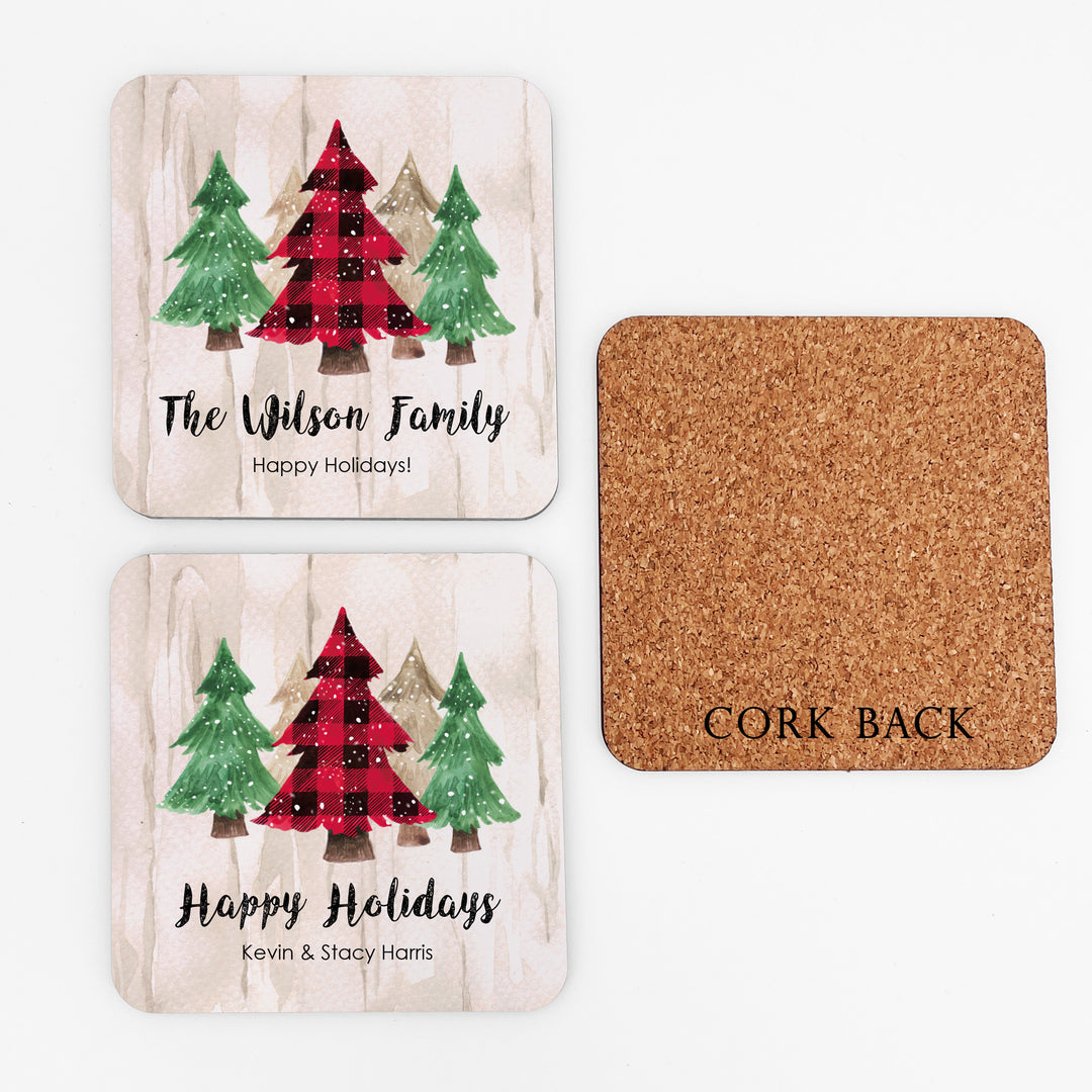 Buffalo Plaid Christmas Tree Coasters, Fun Coasters, Coaster