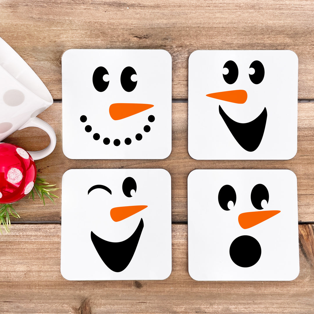 Snowman Coasters, Funny Coasters, Cute Winter Decor - Set of 4